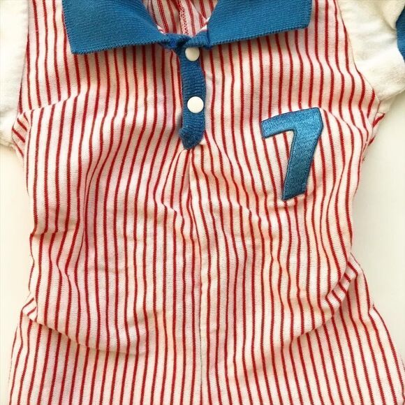 Vintage Buster Browns stripe collar romper EUC 6-9 months - Picture 3 of 7